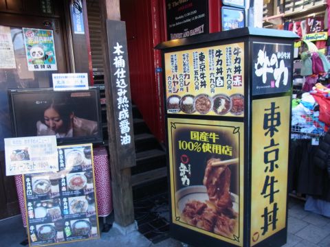 横断歩道を渡ると「東京牛丼」があるので食べたくなっちゃって困ります。牛丼は大好物なんです。でも今回はスルー。歩道を右方向へ歩いていきます。