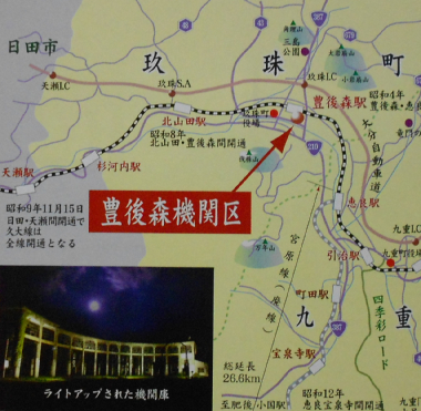 豊後森機関区と周辺の鉄道図