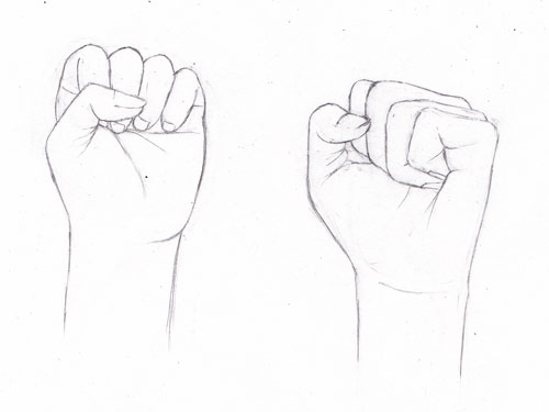 お絵描き練習記録 手足の描き方 その4 グーに握った手の練習