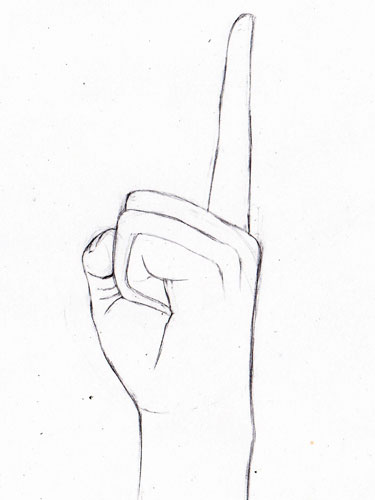 お絵描き練習記録 手足の描き方 その5 指を立てた手の練習